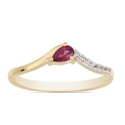 NATURAL RHODOLITE GEMSTONE CLASSIC RING IN STERLING SILVER